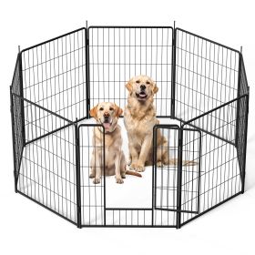 Dog Playpen Indoor Outdoor, 32" Height 8 Panels Fence with Anti-Rust Coating, Metal Heavy Portable