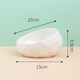 Pet Supplies Bowl Ceramic Dog Bowl Oblique Mouth (Color: White)