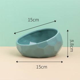 Pet Supplies Bowl Ceramic Dog Bowl Oblique Mouth (Color: Blue)