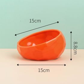 Pet Supplies Bowl Ceramic Dog Bowl Oblique Mouth (Color: Red)