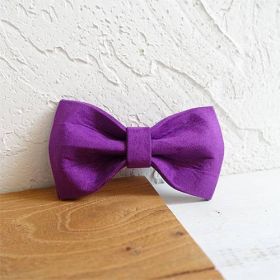 Pet bow tie Solid dog collar bow accessories (Option: Purple-M)