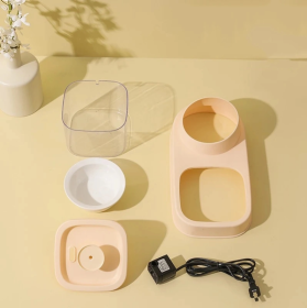 Dog Water Dispenser And Feeding Bowl 2-in-1, Dry And Wet Separation Automatic Water Dispenser Sturdy (Color: Beige)