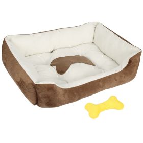 Cozy Dog Bed Soft Warm Fleece (Color: Brown, size: S)