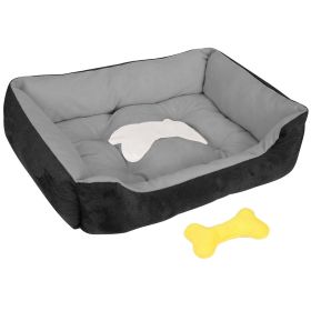 Dog Bed Soft Warm Fleece Cozy Nest Sofa Cushion Mat (Color: Black, size: XXL)