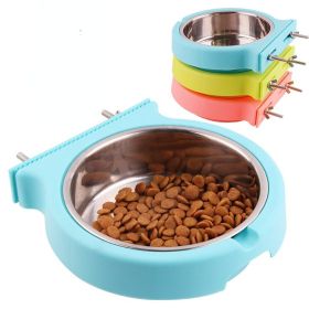 Stainless steel pet bowl hanging bowl tableware overturn proof dog bowl dog bowl feeder (Color: Large green)