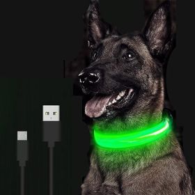 LED Glowing Dog Collar Rechargeable Luminous Collar Adjustable large Dog Night Light Collar Pet Safety Collar for Small Dogs,halloween pet collar (Color: Blue Battery, size: M)