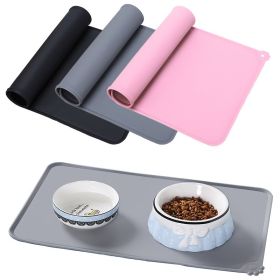 Silicone Dog Bowl Mat Non-Stick Pet Fountain Tray Waterproof Food Pad Puppy Dogs Feeding Drinking Mat Easy Washing Placemat (Color: gray)