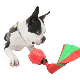 Funny Pets Dog Puppy Ball Teeth Toy Chew Dog Molar Pet Sound Ball Ribbon Throwing Interactive Super Bite-resistant (Color: Red)