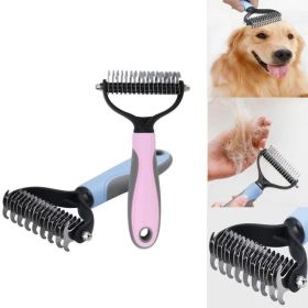 Large Pets Fur Knot Cutter Dog Grooming Shedding Tools Pet Hair Removal Comb Brush Double Sided Pet Products Suppliers (Color: Blue)