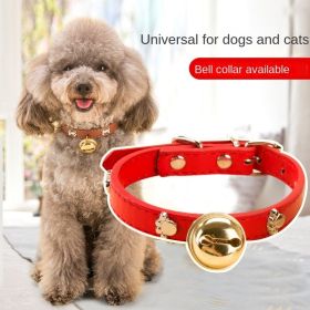 Leather Pet Collars Pet paw print bone alloy bell collar dog collar Best Santa Xmas Gifts collar (Color: Black, size: XL)