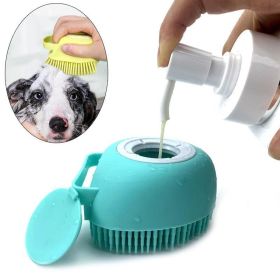 Dog Bath Massage Gloves Brush Soft Safety Silicone Pet Accessories for Dogs Tools Mascotas Products (Color: Pink, size: Square)