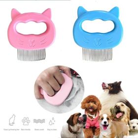 1 PC Pet Dog Massage Comb Shell Comb Grooming Hair Removal Shedding Cleaning Brush Multifunction Pet Grooming Dog Supplies (Color: Pink)