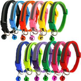 Small Pet Color Buckle Reflective Collars 1.0 Patch Bells Dog Collar Safety Adjustable For Puppy Night Outdoor Supplies (Metal Color: Sapphire, size: 19x32CM)