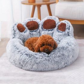 Bear Paw Shape Comfy Cozy Dog Sleeping Beds (Color: Grey, size: XL-35.43*35.43*17.72 Inch)