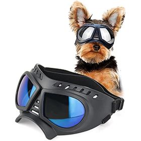 Dog Glasses for Small Breed UV Sunglasses Windproof (Color: Black with Silver lens)