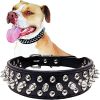 Adjustable Microfiber Leather Spiked Studded Dog Collar with a Squeak Ball Gift for Small Medium Large Dogs