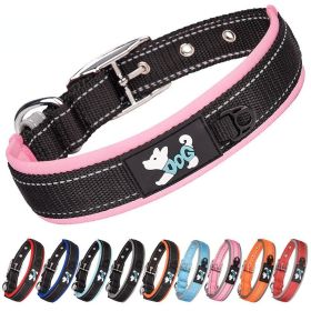 Dog collar; reflective nylon collar; medium and large dog collar (Specification (L * W): L 2.5*(48-58)CM, colour: Black ribbon)