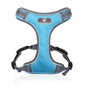 Dog Harnesses; Pet Traction Rope Mesh Breathable Big Dog Chest Strap Vest Reflective Dog Rope Spot Wholesale (Specification (L * W): M (12-32 kg), colour: Light blue)