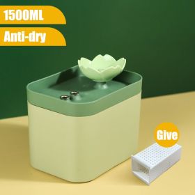 1.5L Auto Dog Water Fountain Filter USB Electric Mute Filtering Drinking Dispenser (Ships From: China, Color: USB Green Anti-dry)