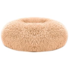 Dog Bed Soft Warm Fleece Nest (Color: Brown, size: L)