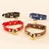 Leather Pet Collars Pet paw print bone alloy bell collar dog collar Best Santa Xmas Gifts collar