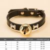 Leather Pet Collars Pet paw print bone alloy bell collar dog collar Best Santa Xmas Gifts collar