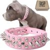 Adjustable Microfiber Leather Spiked Studded Dog Collar with a Squeak Ball Gift for Small Medium Large Dogs